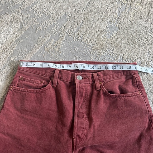 Redone jeans High Rise Button Fly Straight Leg Jeans Washed Brick Red 30 - Picture 10 of 10